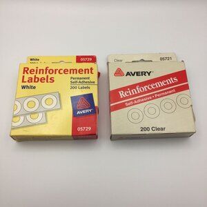 Avery Set 2 Packs 200 1/4" Round Self-Adhesive Reinforcement Labels White Clear